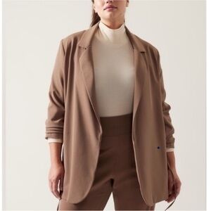 Athleta Women Beige Endless Blazer Tie Front Jacket Travel Athleisure Stretch 20